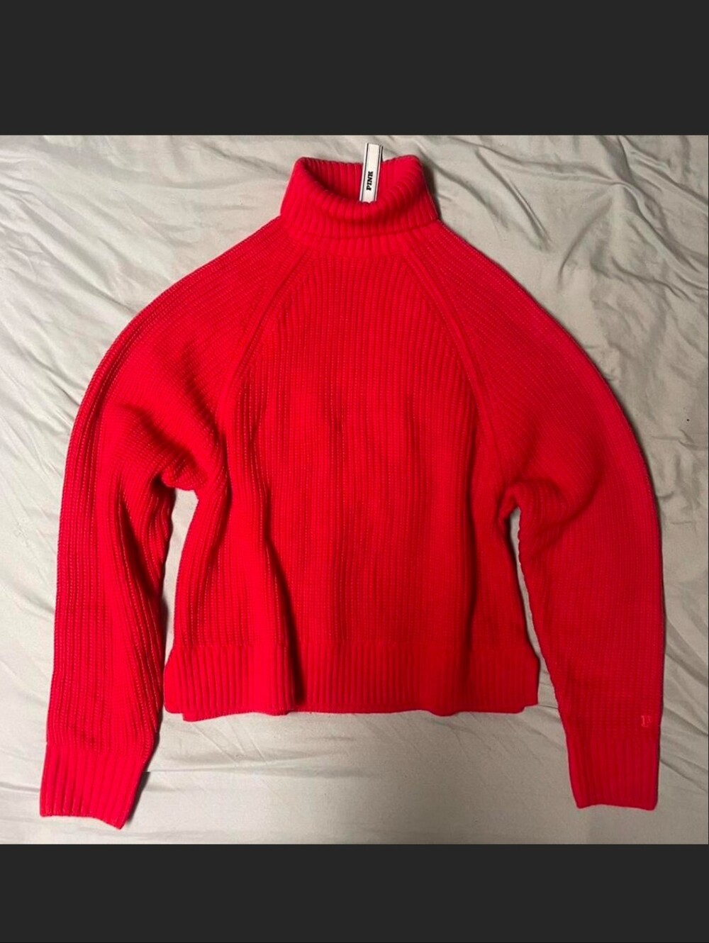 PINK Victoria's Secret Red Ribbed Turtleneck Sweater